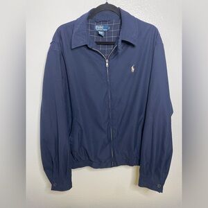Vtge Polo Ralph Lauren Mens Bi-Swing Jacket Large Windbreaker Tan Navy Full Zip